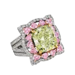 Pager to activate Natural Fancy Intense Yellow Green Diamond Ring