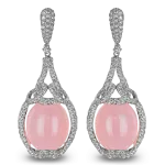 Pager to activate Rose Cabochon Quartz Drop Earrings White Gold