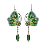 Pager to activate Rain Forest Green Topaz Papillon Small Earrings
