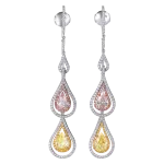 Pager to activate Two Strand Pink and Yellow Diamond Earrings