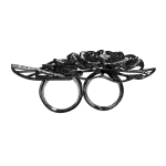Pager to activate Half Pave  Black Plated Flower Cocktail Ring