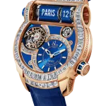 Pager to activate Epic SF24 Tourbillon Baguette Blue Dial Rose Gold