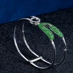 Pager to activate White Gold Emerald and White Diamonds Safety Pin Cuff