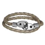 Pager to activate Perfect Fit Bracelet Double Strap White Gold with White Diamonds on Braided tan Rope