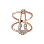 Pager to activate Rose Gold Diamond Safety Pin Ring