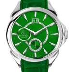 Pager to activate Palatial Classic Manual Big Date - Steel (Green Guilloché Dial)