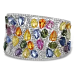 Pager to activate Multi-Color Sapphire Diamond Cuff Bracelet