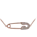 Pager to activate Small Rose Gold Diamond Single Safety Pin Necklace