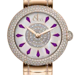 Pager to activate Brilliant Half Pave Rose Gold Couture Amethyst Sapphires 44mm
