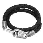 Pager to activate Perfect Fit Bracelet Double Strap White Gold with White Diamonds on Braided Black Leather