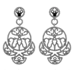 Pager to activate Black Plated Diamond Lace Chandelier Earrings
