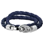 Pager to activate Perfect Fit Bracelet Double Strap White Gold with Braided Blue Leather