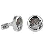 Pager to activate Circular Cufflinks Floating White Diamonds Wavy Black Background