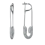 Pager to activate White Gold Diamond Safety Pin Earrings