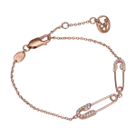 Pager to activate Rose Gold Diamond Double Safety Pin Bracelet