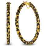 Pager to activate Leopard Print Diamond Hoop Earrings