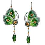 Pager to activate Rain Forest Green Topaz Papillon Large Earrings