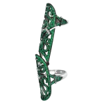 Pager to activate Lace White Gold Emerald Full Finger Ring