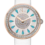 Pager to activate Brilliant One Row Rose Gold Icy Blue Sapphires 44mm
