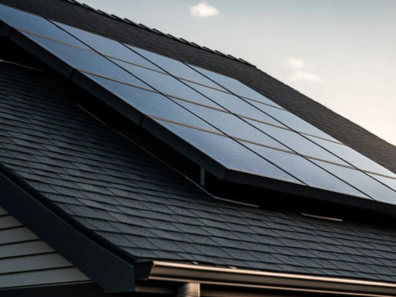 a roof with solar panels