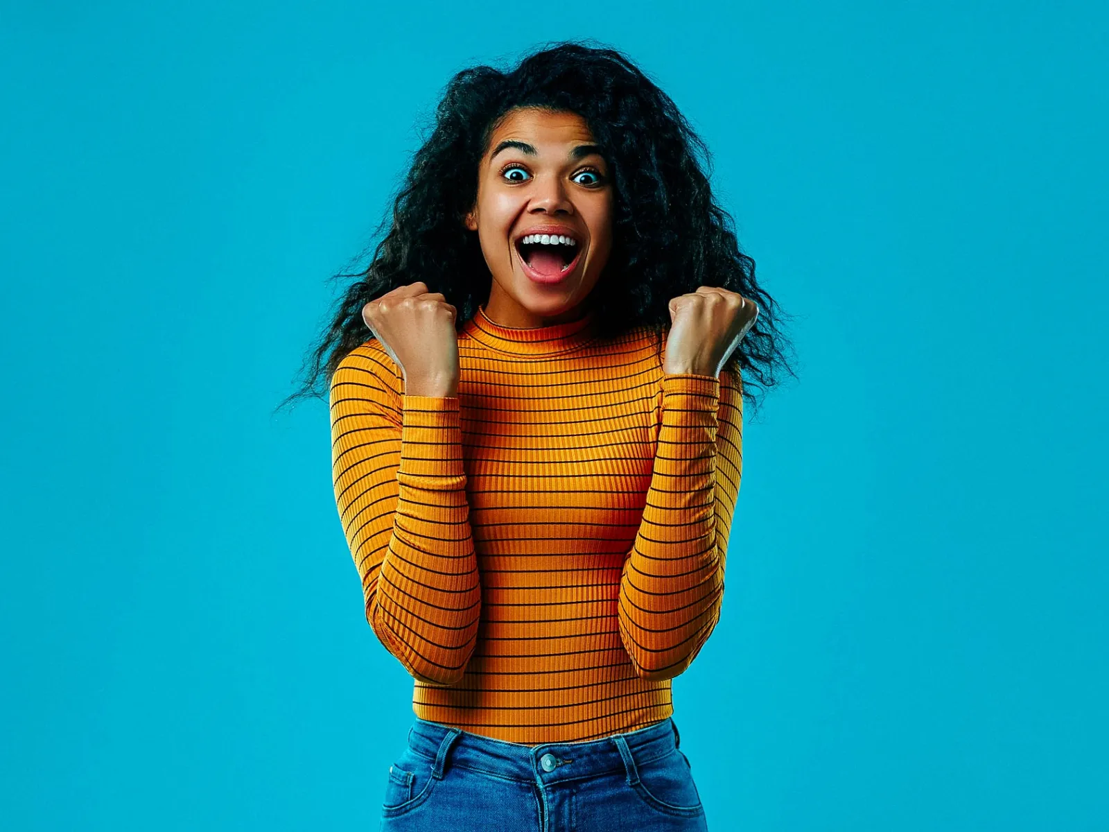 a woman with her mouth open