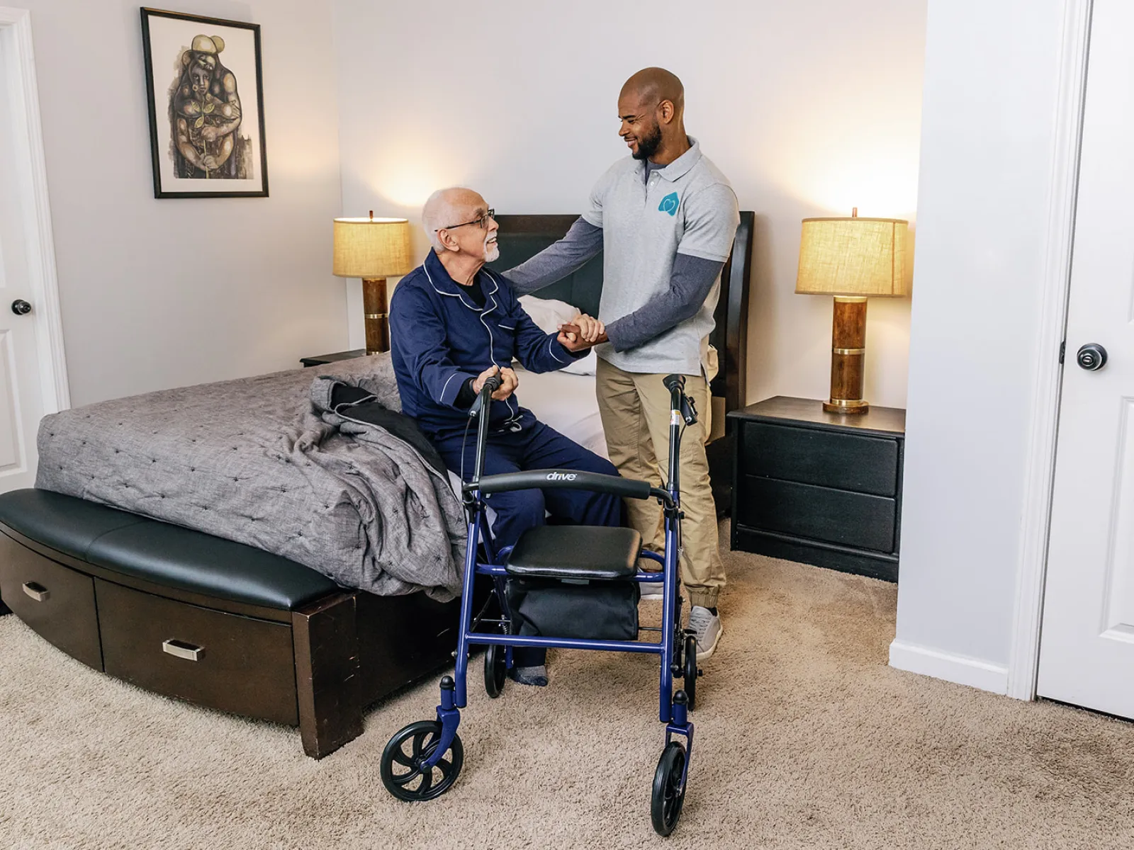 overnight home care with elderly man in atlanta