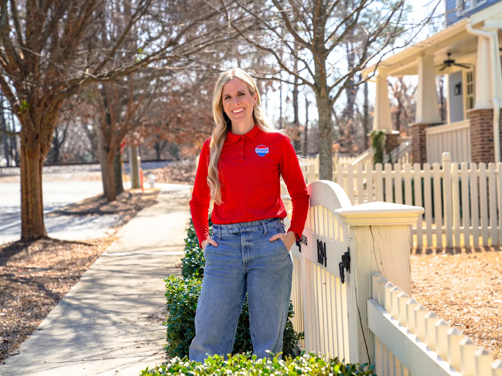 a person standing on a sidewalk