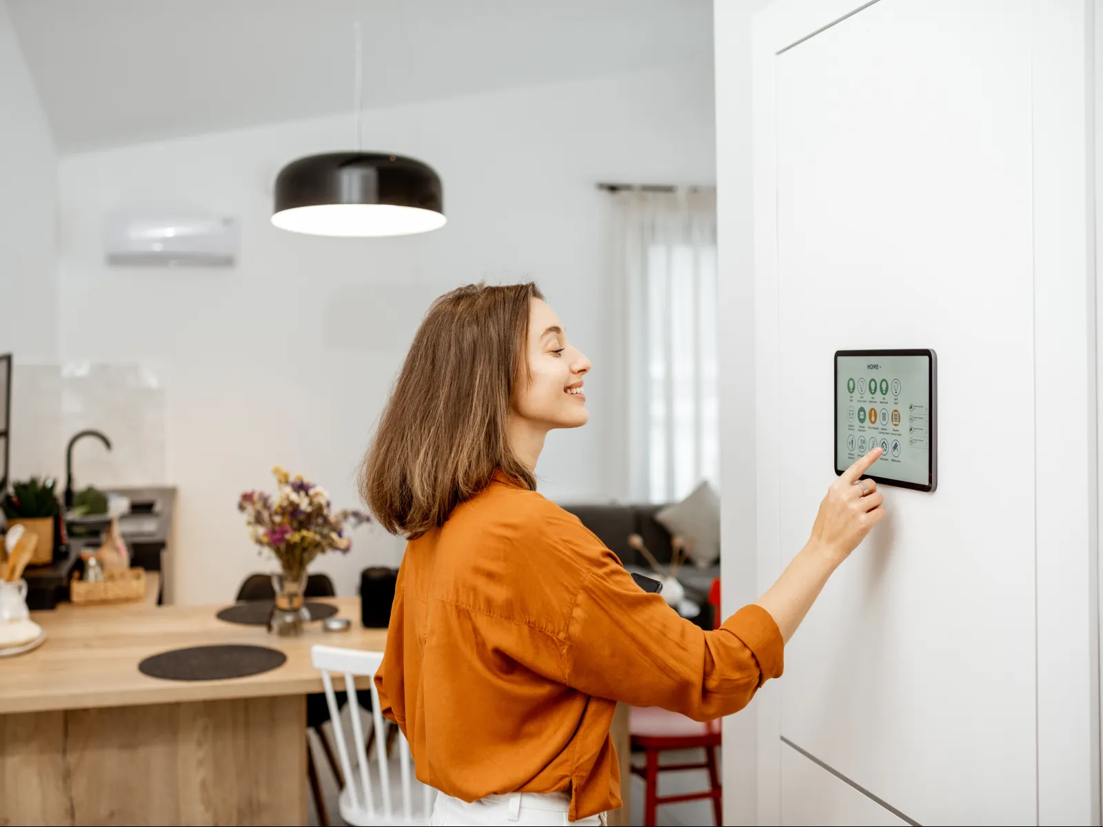 a person touching a panel