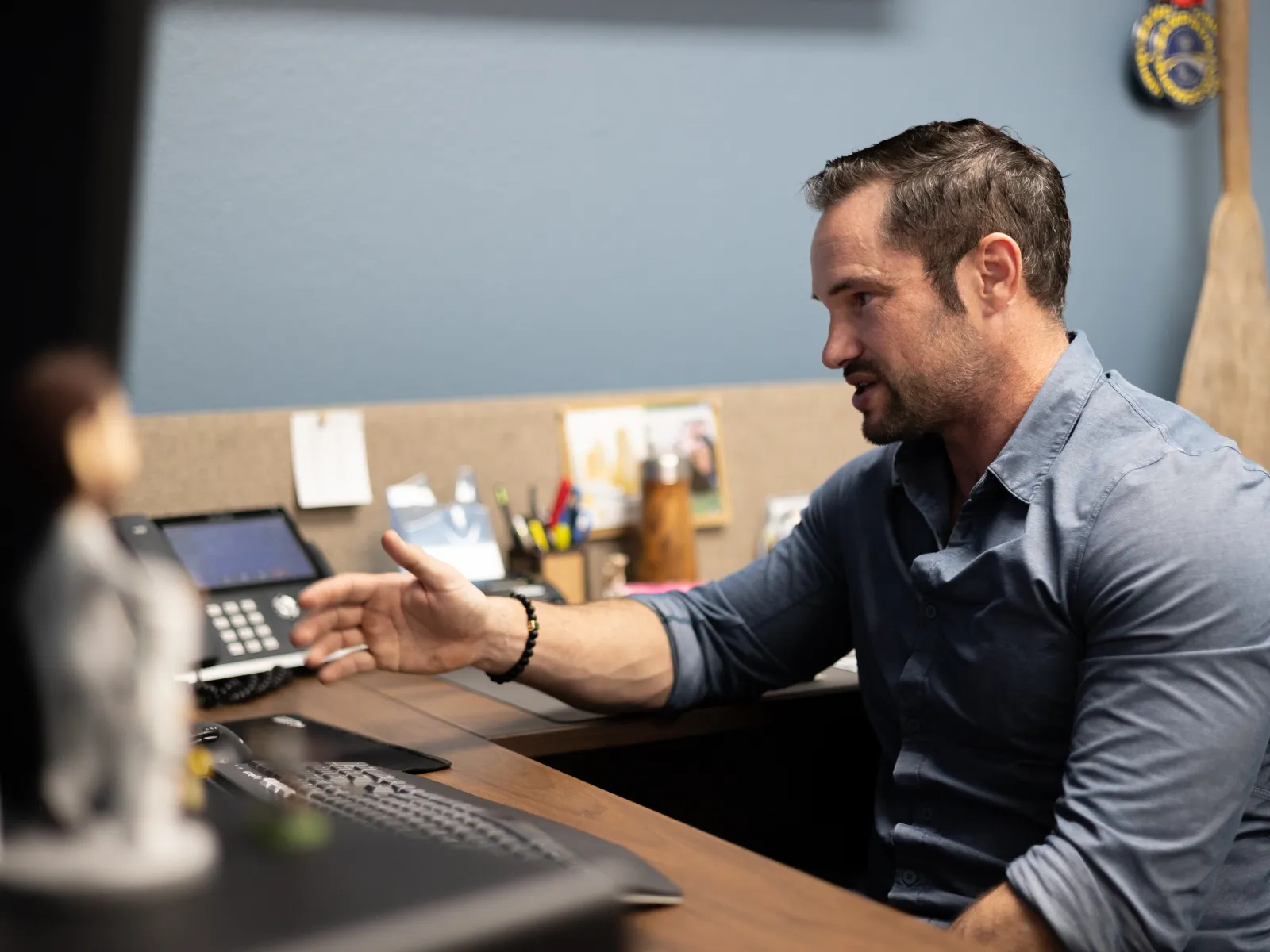 a man sitting at a desk
