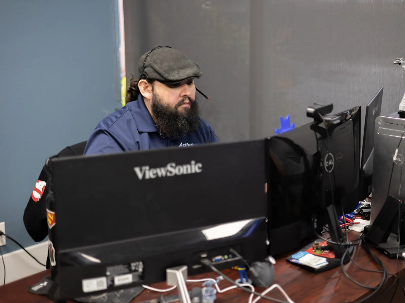 a man sitting at a computer