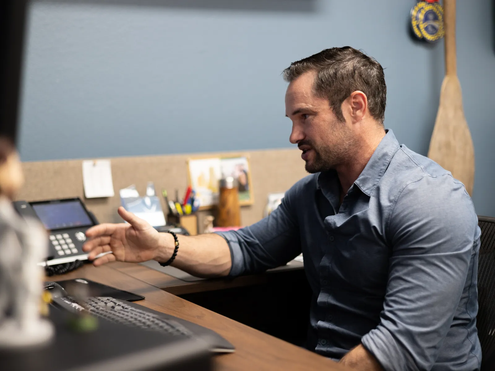 a man sitting at a desk