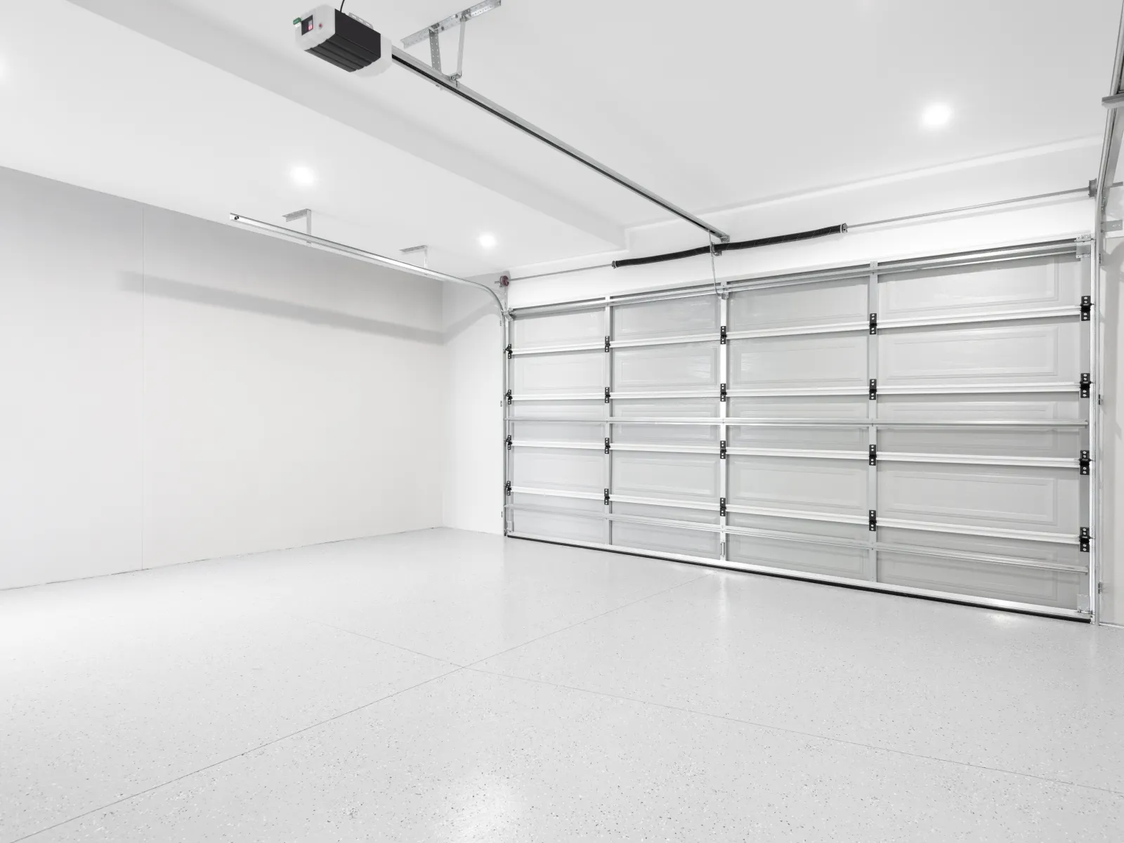 a white room with a glass wall