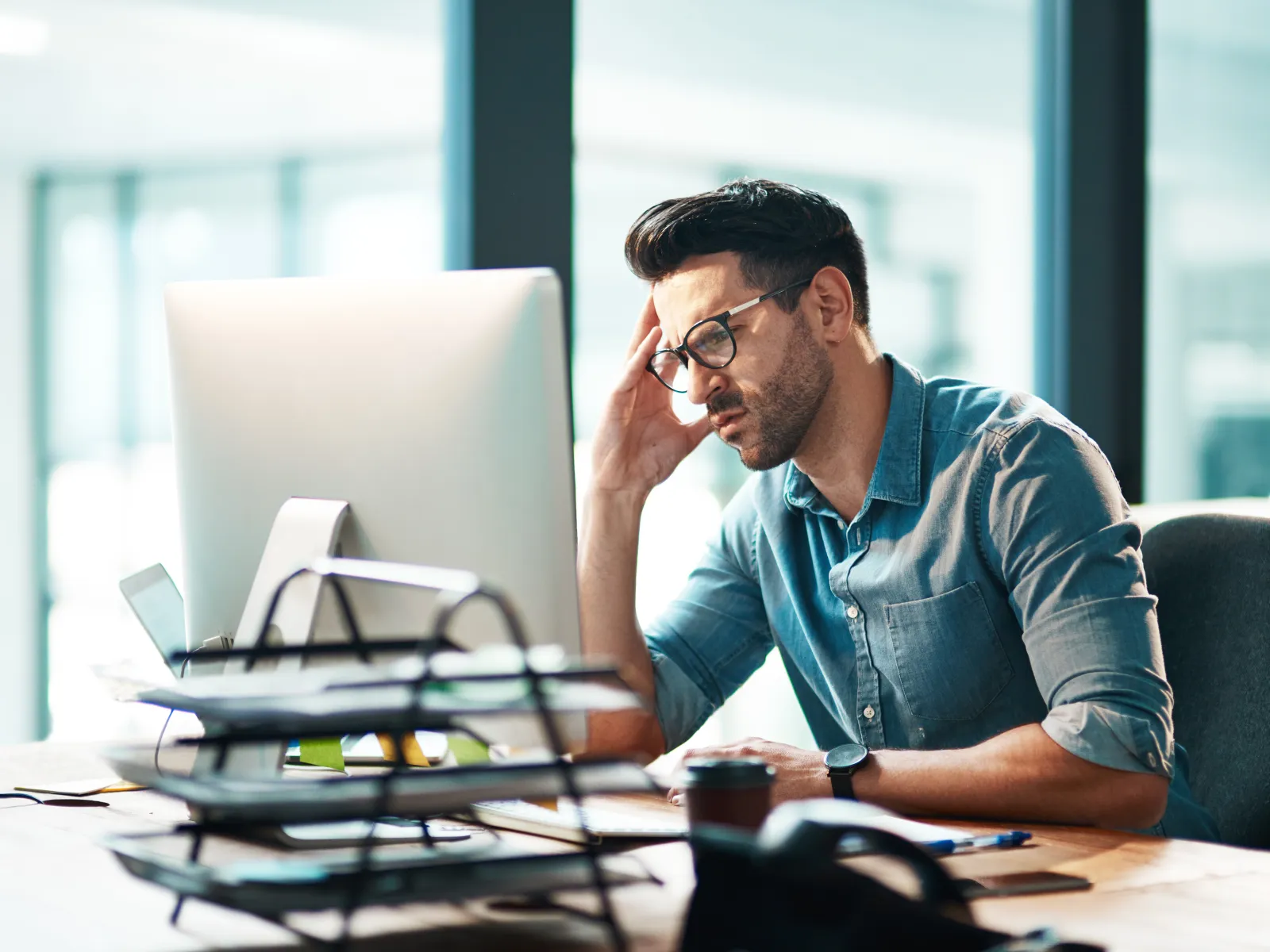 a person sitting at a desk