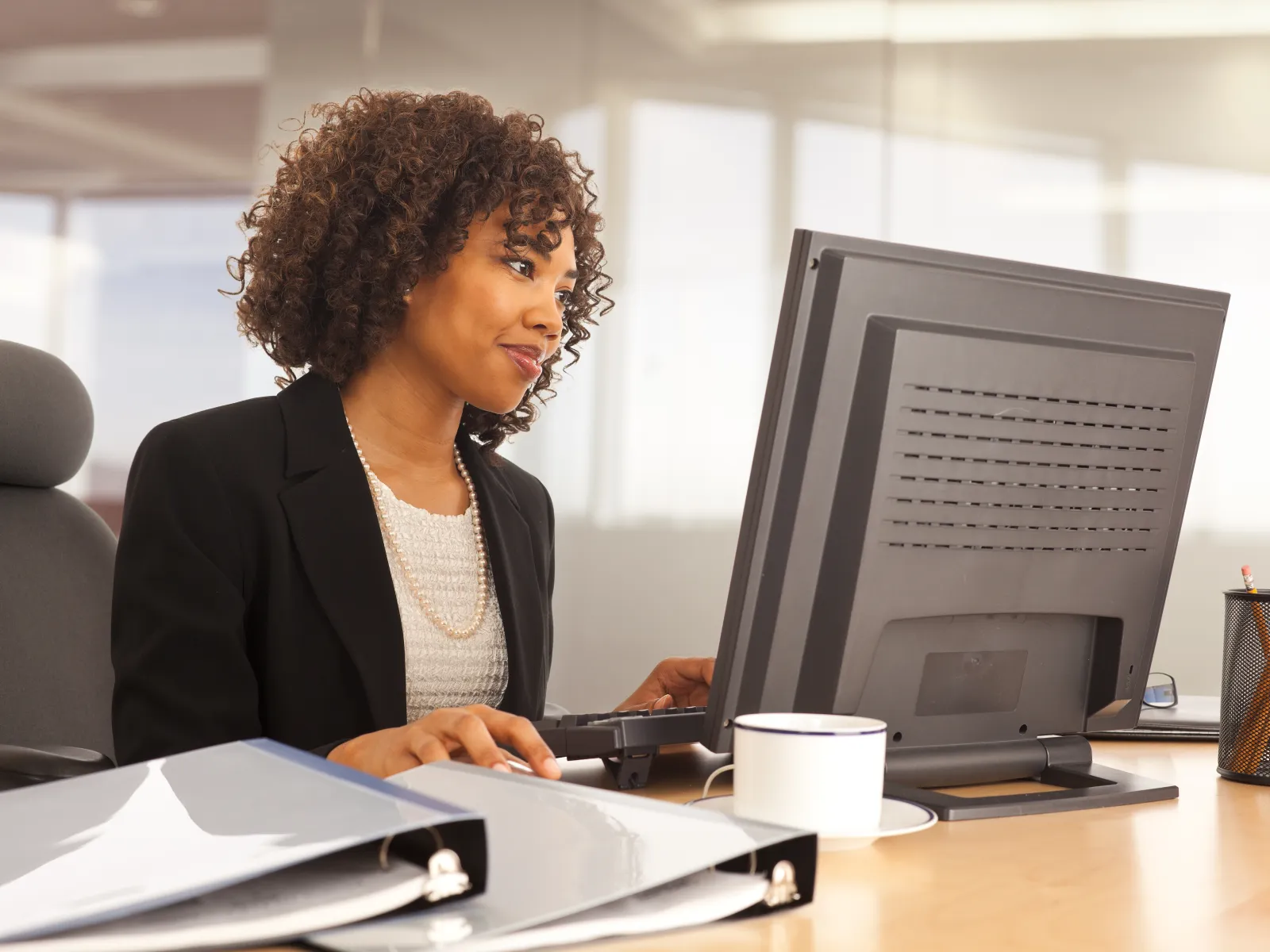 a person sitting at a desk