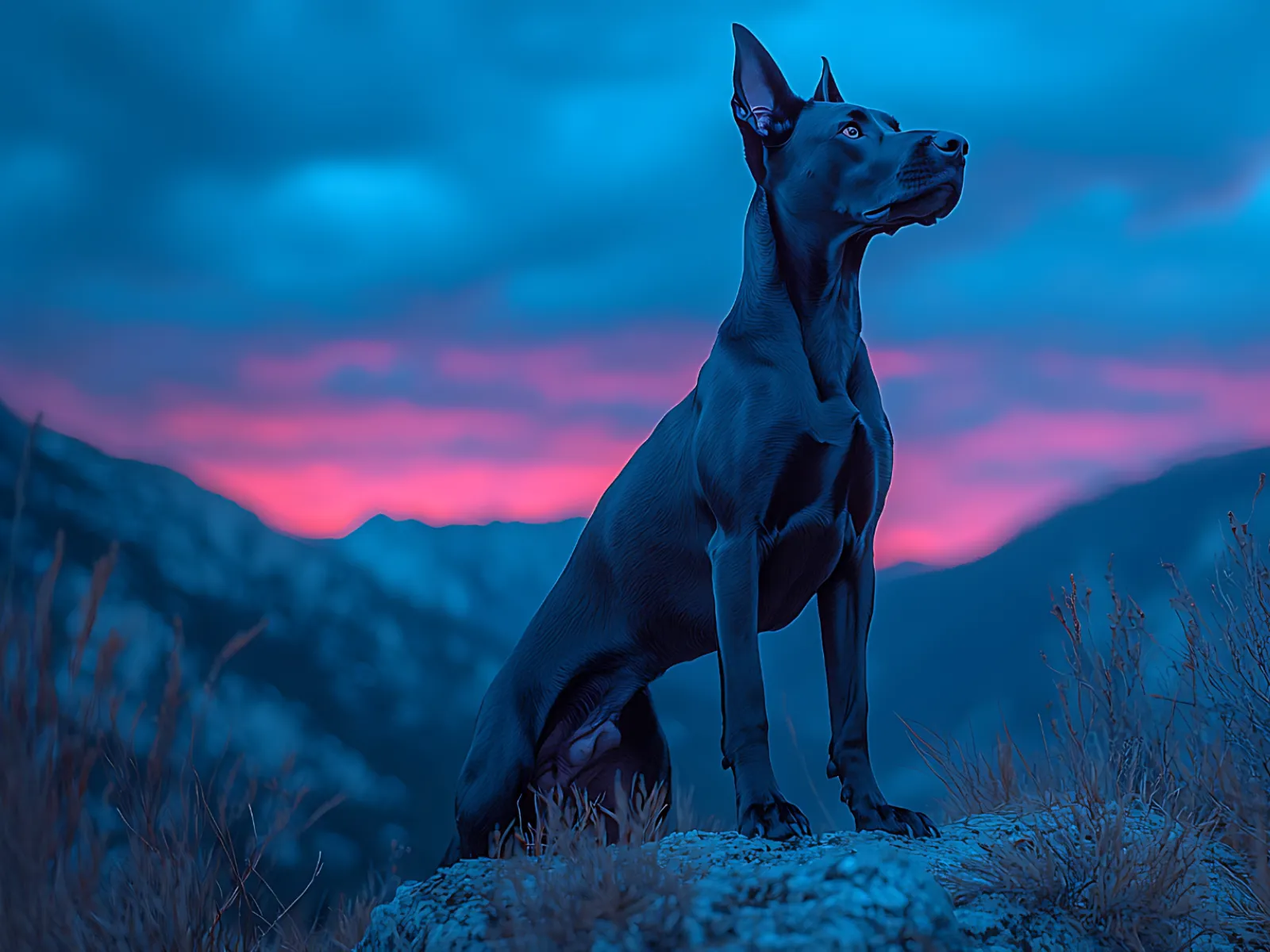 a wolf standing in a field