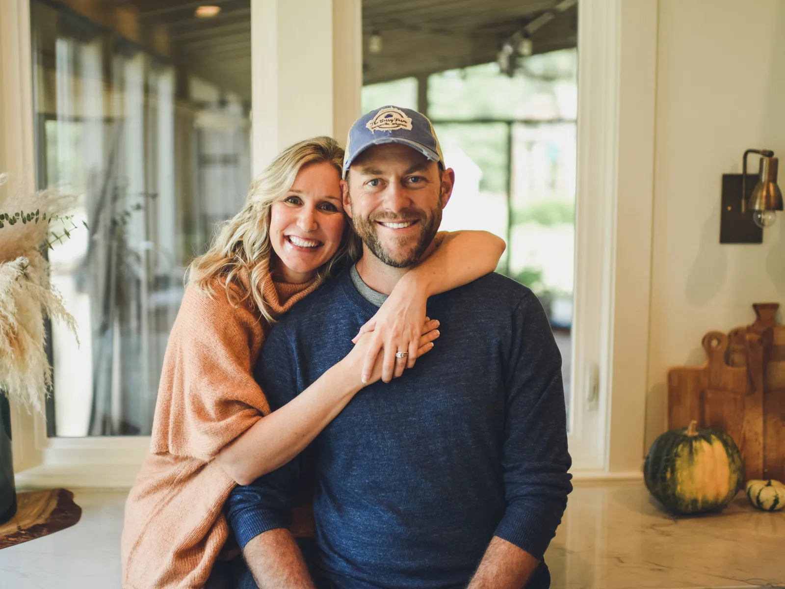 a man and woman hugging