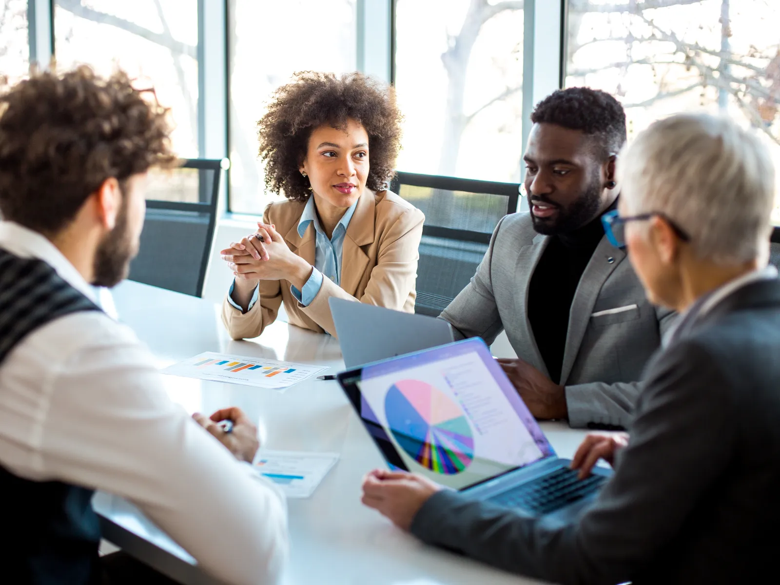 a group of people discussing something