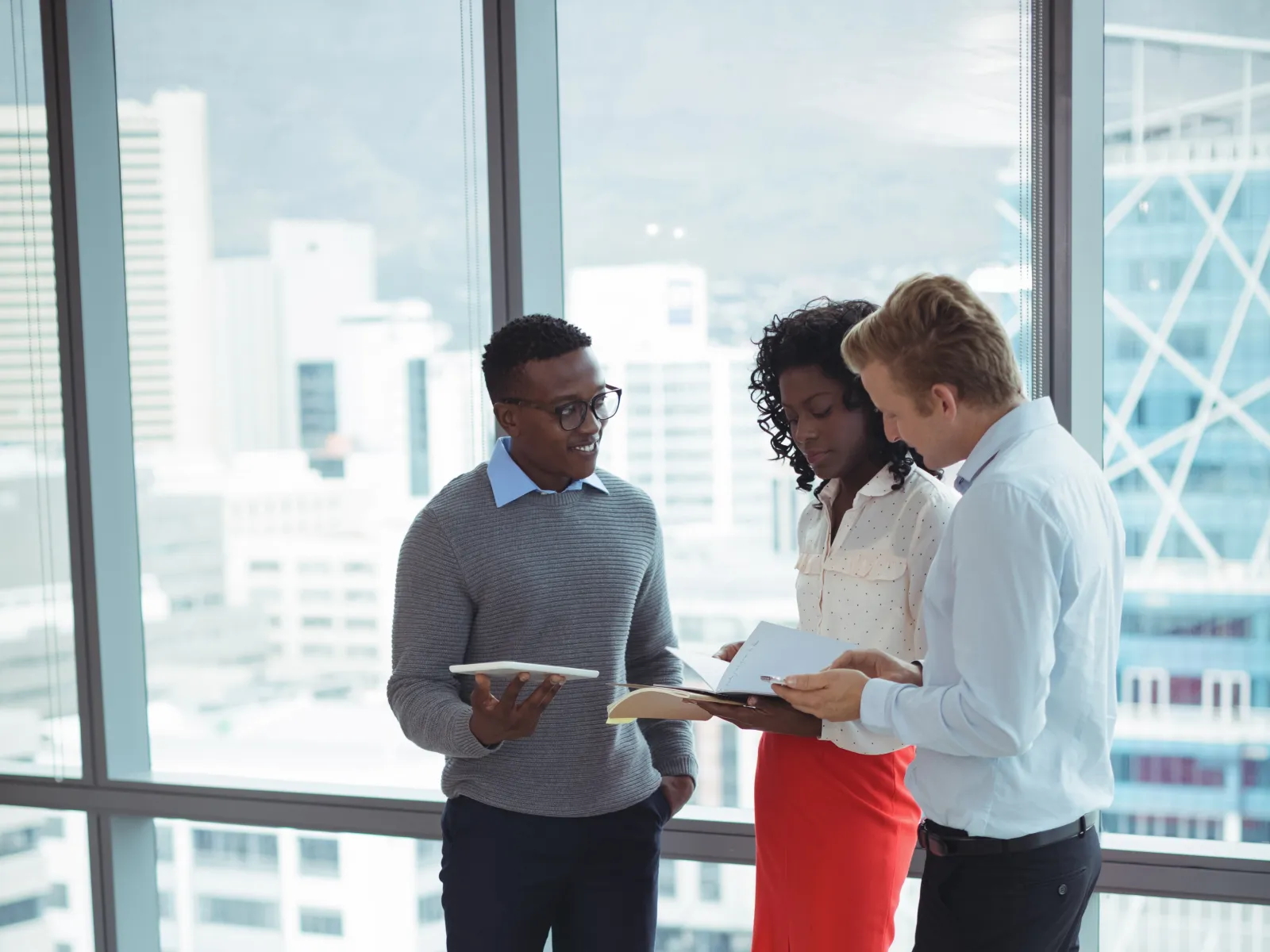 a few business people talking
