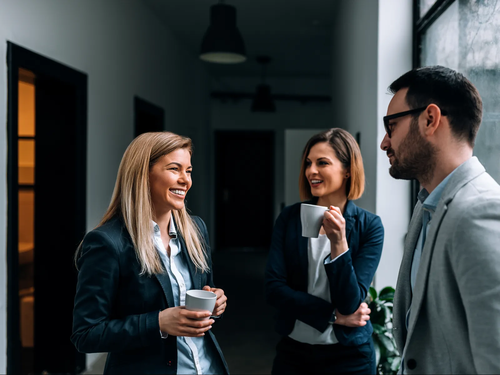 a group of people talking