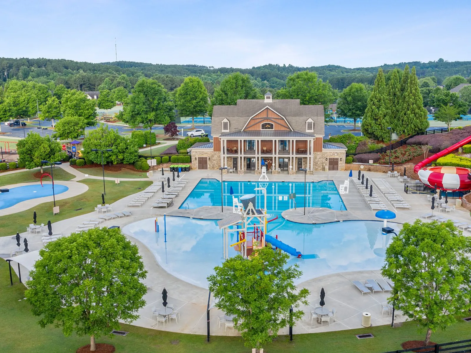 an overhead view of the water park at NatureWalk