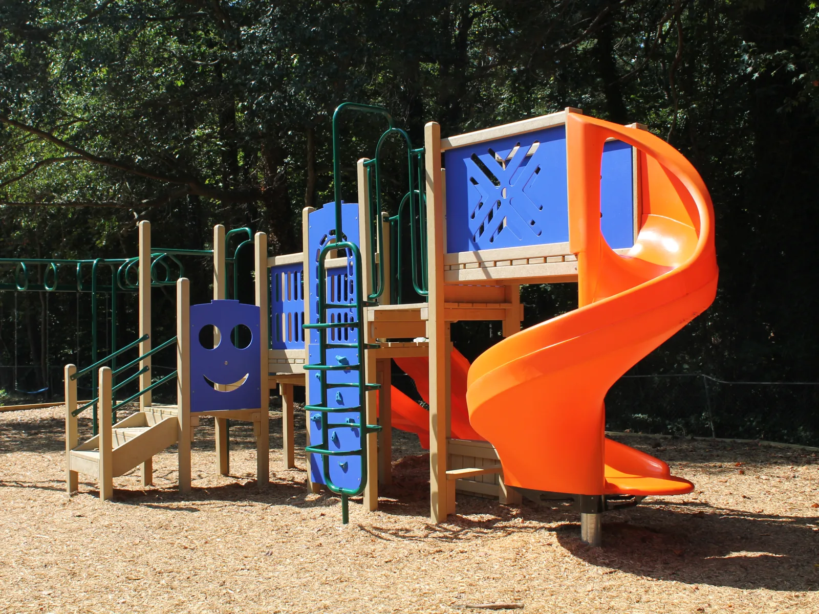 a playground with a slide