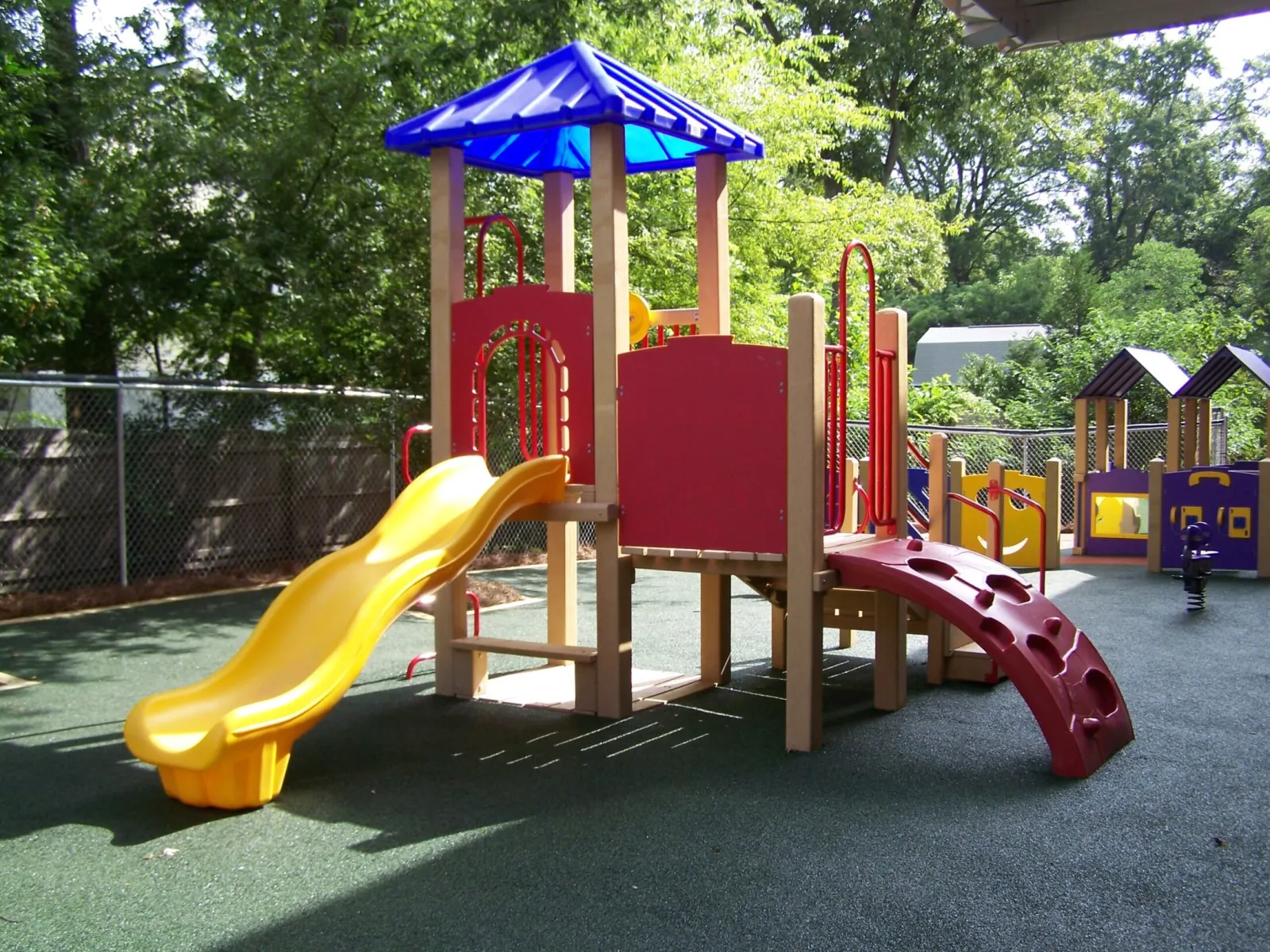 a playground with a slide