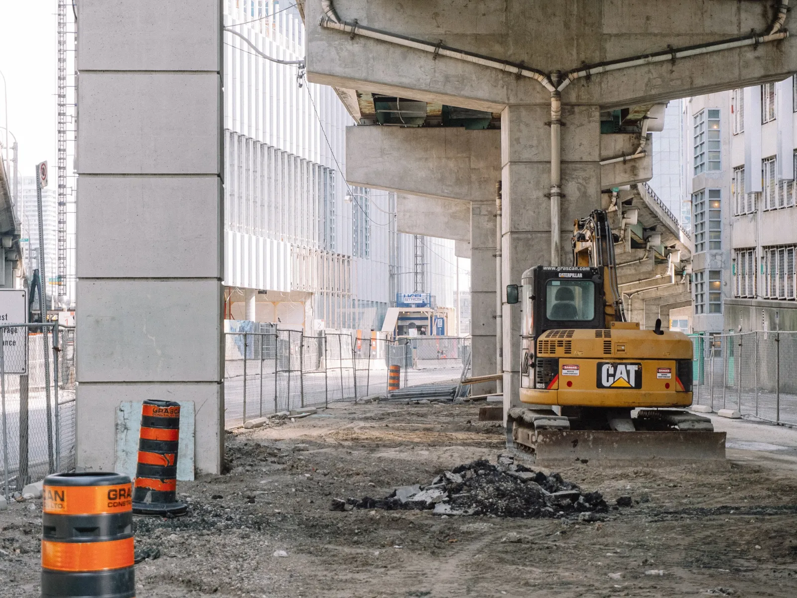 a construction vehicle in a construction site