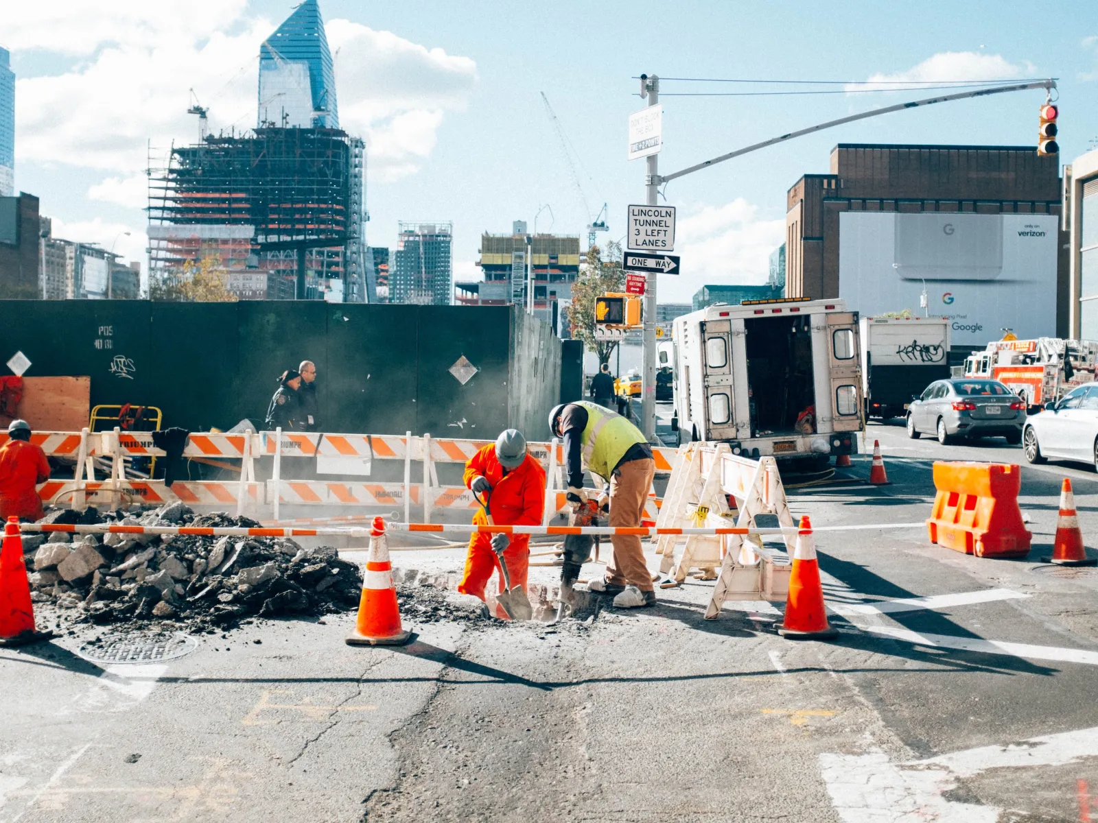 construction workers at a construction site