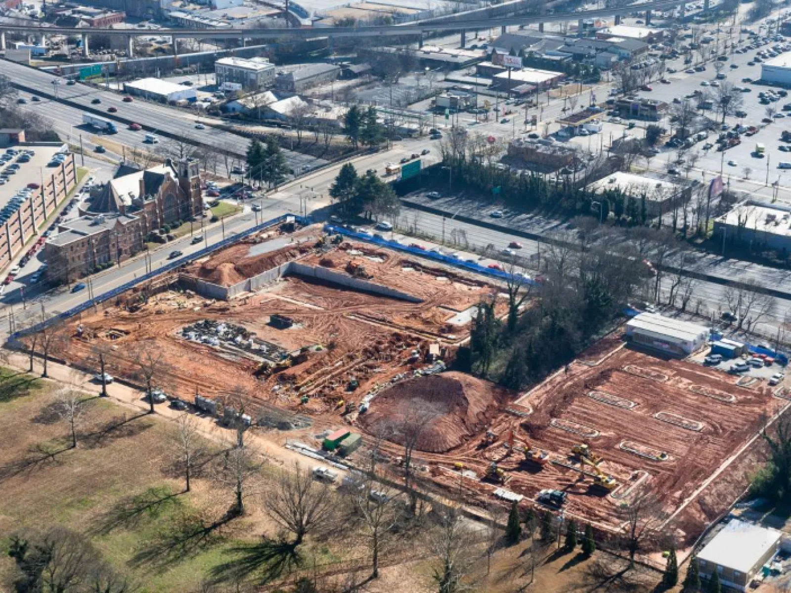 a high angle view of a construction site