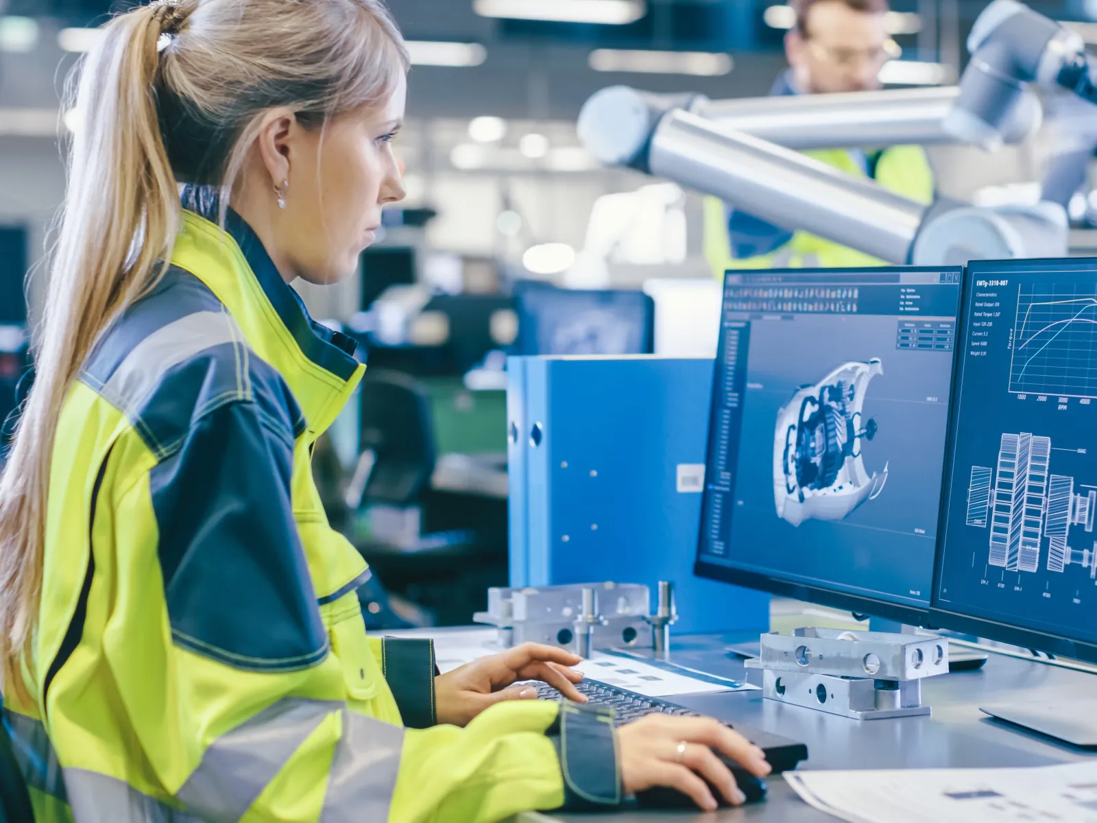 a woman working on a computer