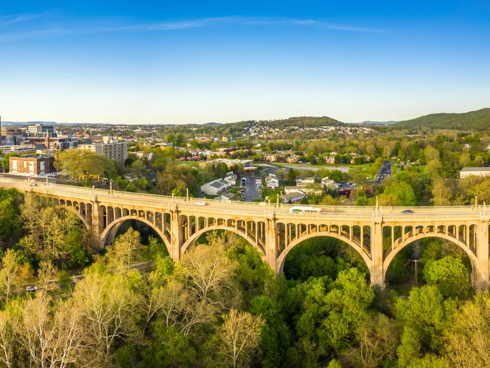 a bridge over a city
