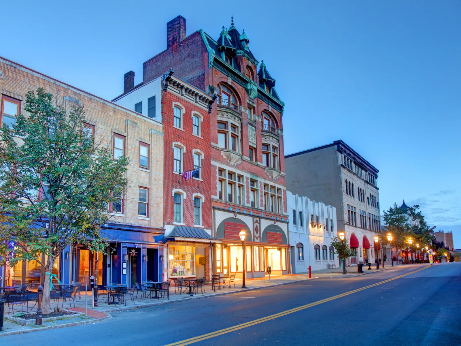 a street with buildings on the side