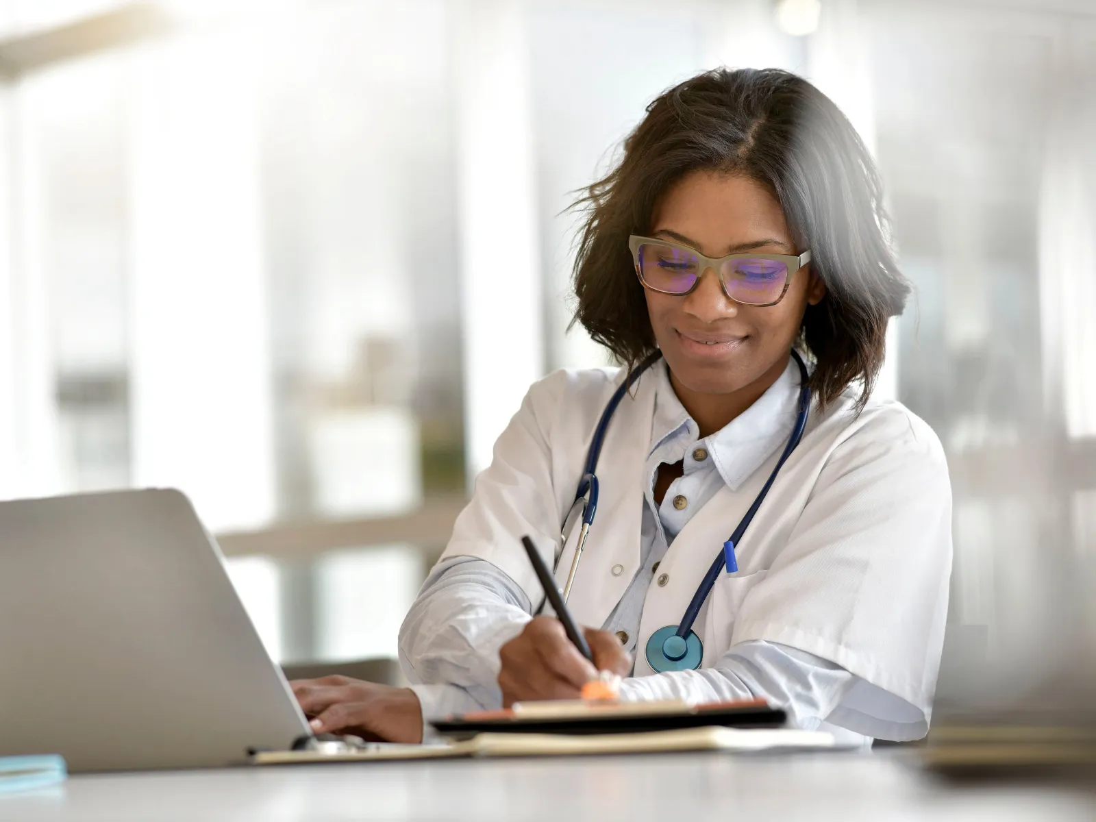 a doctor in a white coat