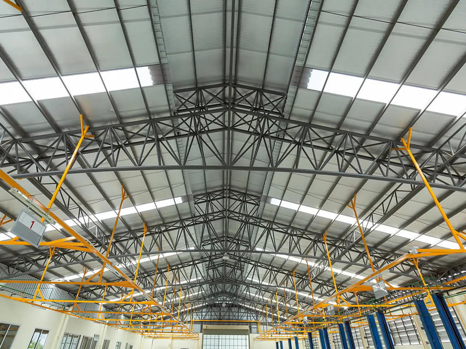 a large room with many wires
